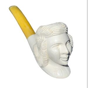 HAND CARVED LADY MEERSCHAUM PIPE VINTAGE